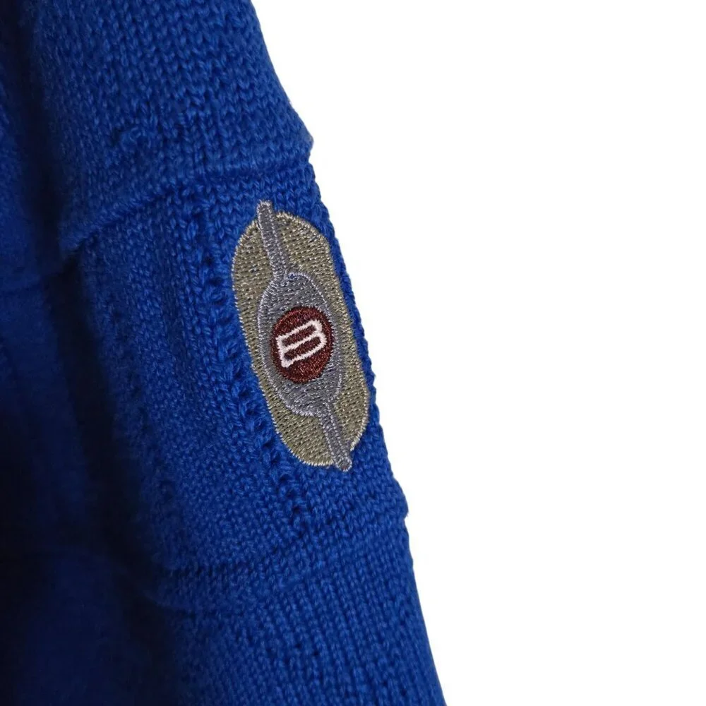 Bogner Vintage Italian Yarn Wool Blend Turtleneck Ski Sweater Royal Blue Size L
